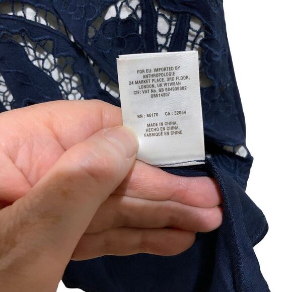 AKEMI + KIN Embroidered Crochet Lace Racerback Navy Blue Hi/Lo Tank Top Size S - Picture 11 of 12